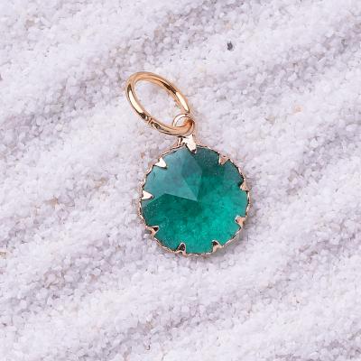 Chrystal Smaragd, vergoldet mit 24K Feingold, Amulett M