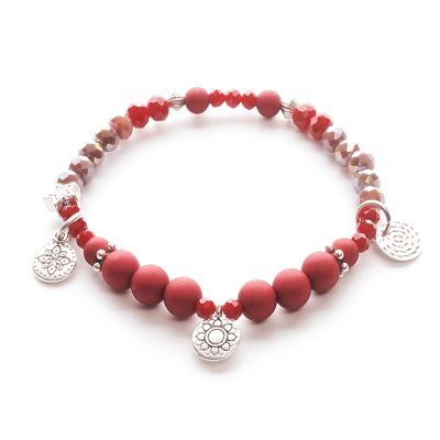 Bordeaux Edelstein Armband, SilverShiny