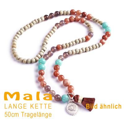 AURA L, extralange Mala Edelstein Halskette