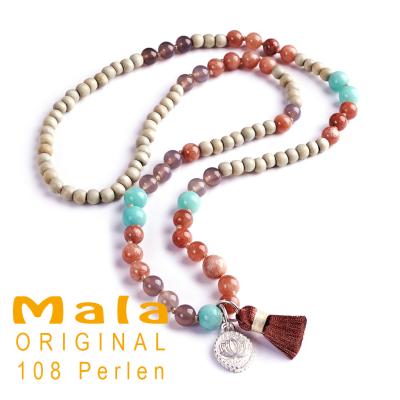 AURA Original lange Mala Edelstein Halskette