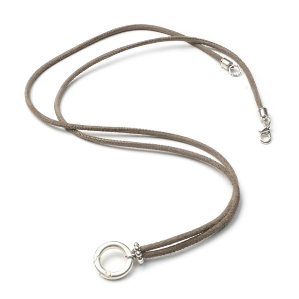 Taupe Ibiza 88 SilverShiny, lange Leder Wechselkette