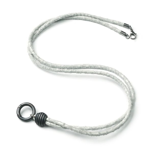 LightGrey Ibiza 88 BlackBeauty, lange Leder Wechselkette