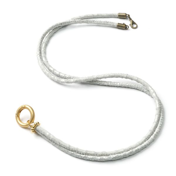 LightGrey Ibiza 88 GoldShiny, lange Leder Wechselkette