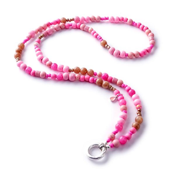 PinkBeach 88 SilverShiny, lange Edelstein Wechselkette