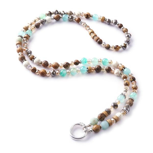 Saitos 88 SilverShiny, lange Edelstein Wechselkette