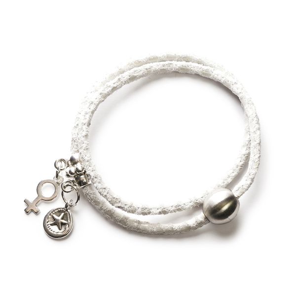 Ibiza LightGrey, SilverShiny, Leder Armband