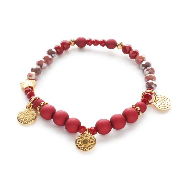 Bordeaux Edelstein Armband, GoldShiny