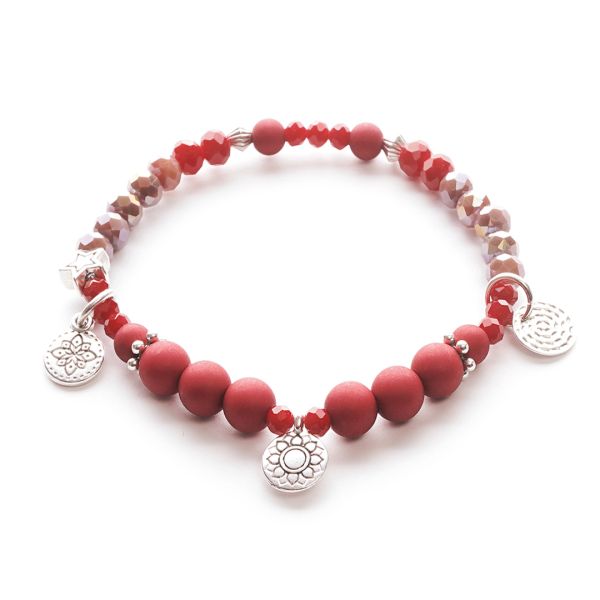 Bordeaux Edelstein Armband, SilverShiny