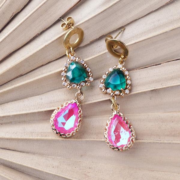 Chrystal Smaragd Rosa, Ohrringe
