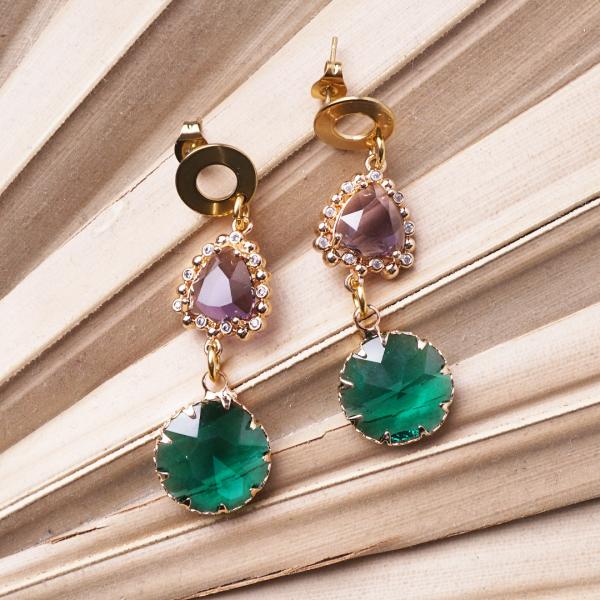 Chrystal Purple Smaragd, Ohrringe