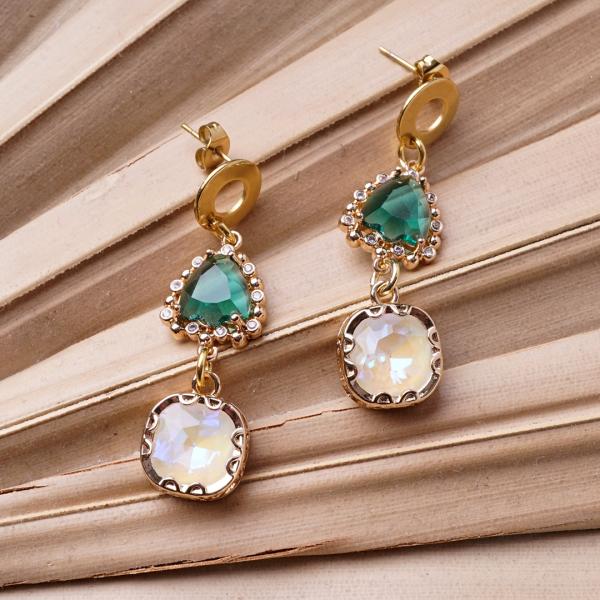 Chrystal Smaragd OffWhite, Ohrringe