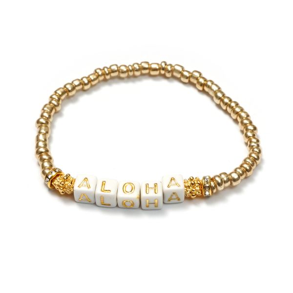 Boho Armband ALOHA Weiß/Gold