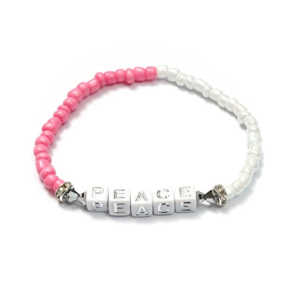 Boho Armband PEACE Weiß/Silber