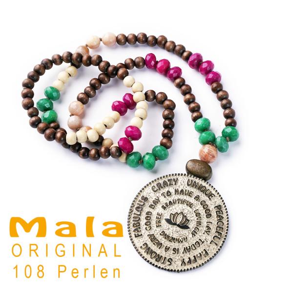 MANTRA Original lange Mala Edelstein Halskette