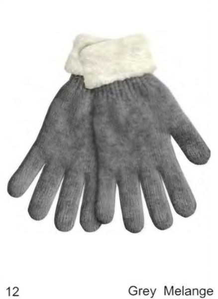 Fingerhandschuhe mit Teddy Krempe Uni Teil 2 - in verschiedenen Farben